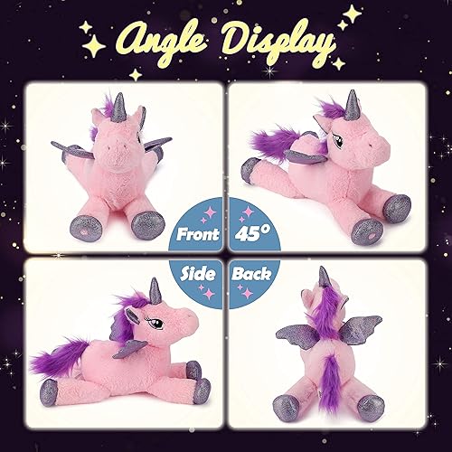 Vista 20 de Hopearl Unicornio adorable de peluche con luces LED, flexible, con luces de noche que brillan en la oscuridad, para festival, cumpleaños, niños