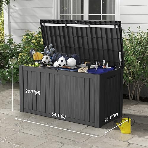 Vista 62 de Mars Villa Deck Box, Waterproof Weatherproof and UV Resistant Resin Storage Bin with Lockable Lid, Ideal for, Outdoor, Patio Furniture Cushions