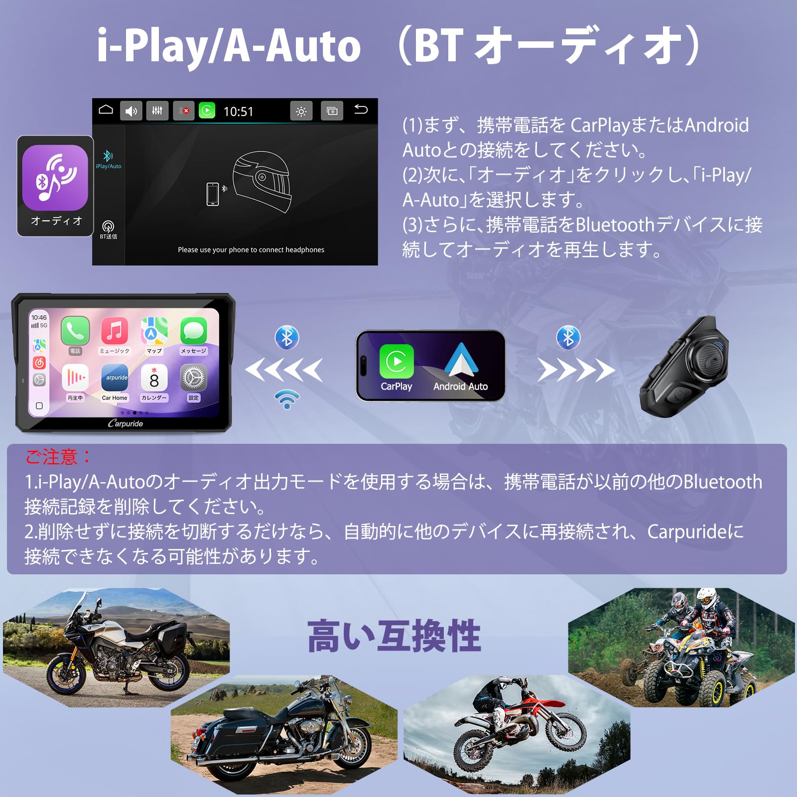 Amazon.co.jp: Carpuride 次世代バイク スマートライドモニター