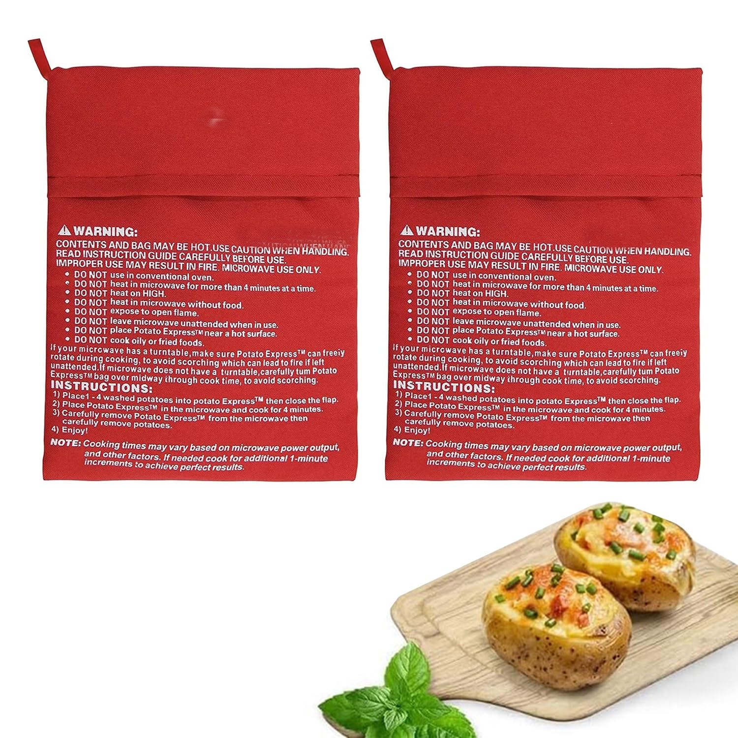 Zwenjuan 2 Pack Microwave Potato Baking Bags,Reusable Jacket Potato Cooker Pouch, Washable Quick for Baked Potatoes, Sweet Potatoes, Corn, and More (9.8 x 7.5 inch)