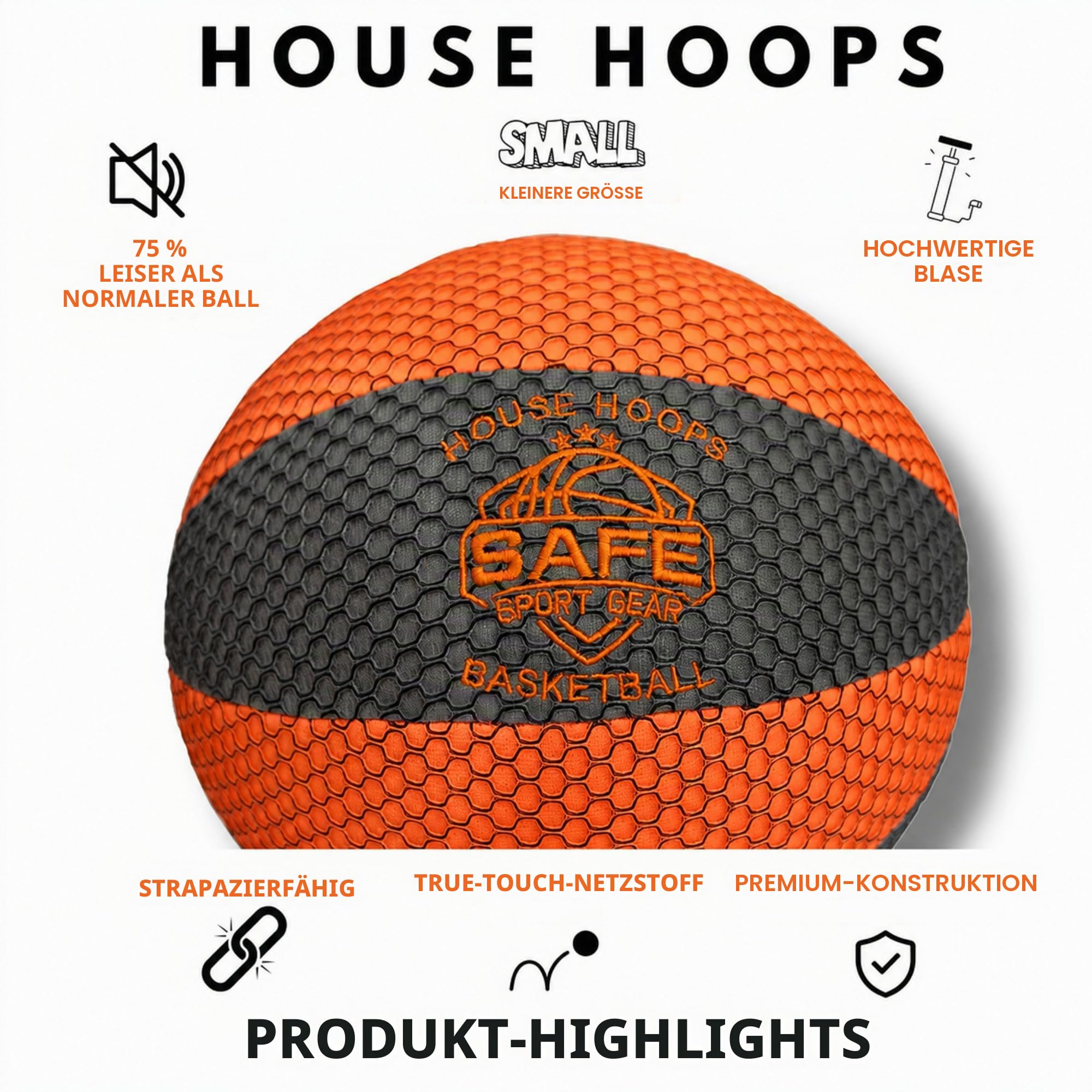 Safe Sport Gear HouseHoops Basketball – Hochwertiger, Weicher Indoor Basketball für Zuhause – Langlebiges Design – Perfekt für Spaß & Bewegung im Innenbereich