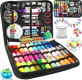 Kit de Costura Completo, 304 Peças, com Linhas Coloridas, Tesoura, Agulhas e Acessórios, Estojo Portátil