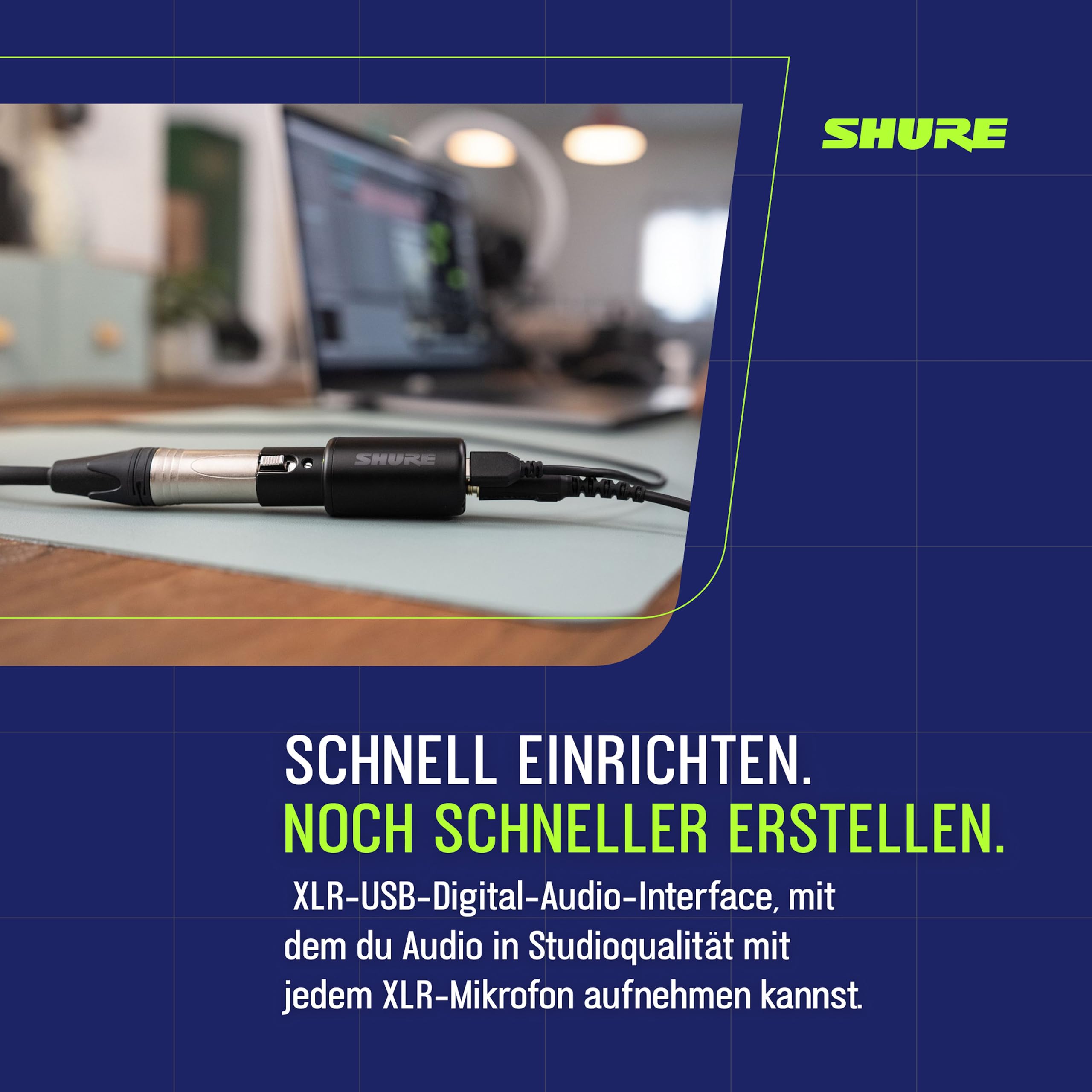 Shure MVX2U Gen 2 Digitales Audiointerface, XLR‑zu‑USB Interface für Mikrofone, für Content Creation und Recording, mit digitaler Audioverarbeitung, kompatibel mit Mac, Windows, iOS & Android‑Geräten