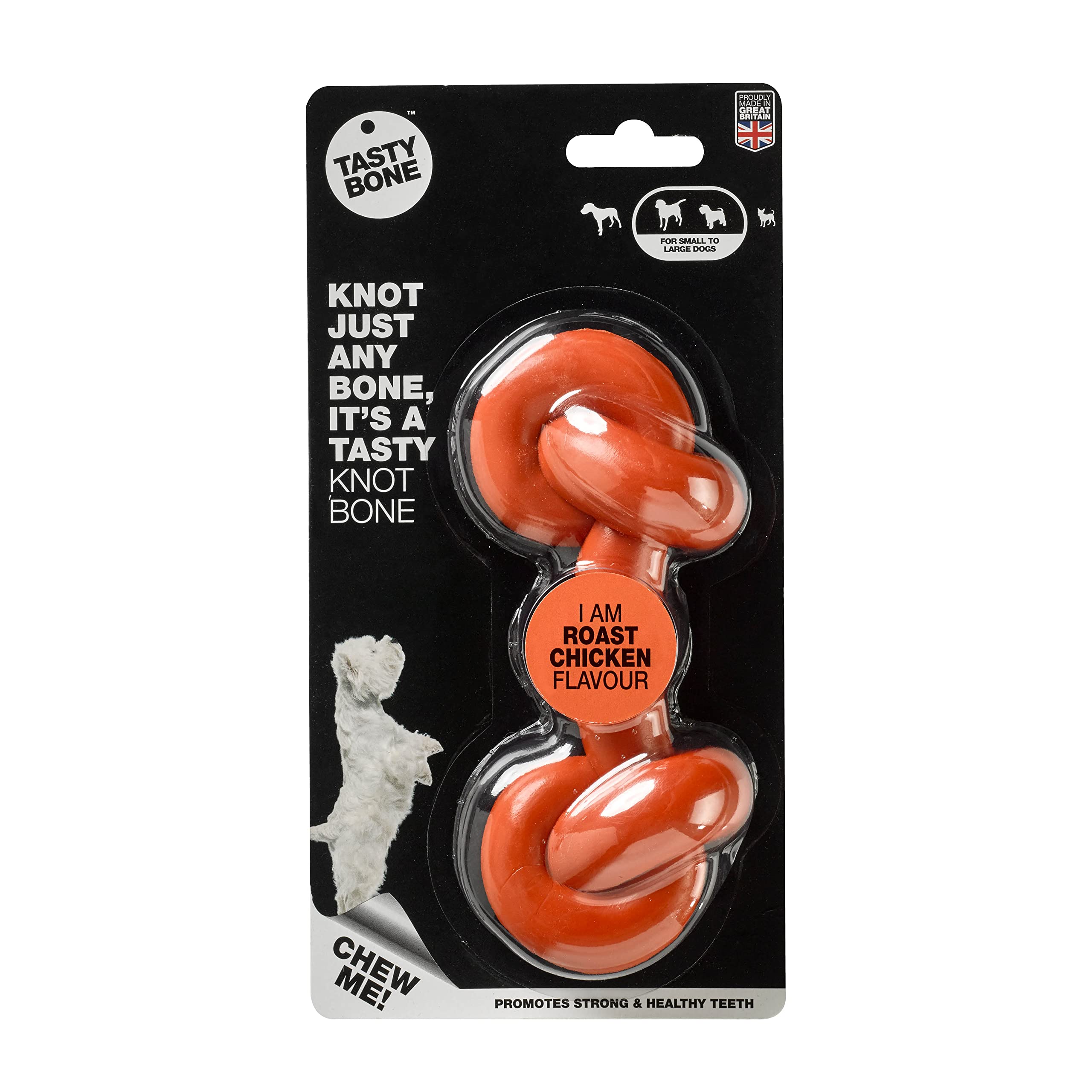 TastyBone Knotted Nylon Dog Chew Toy for Small Medium & Large Dogs (Roast Chicken)