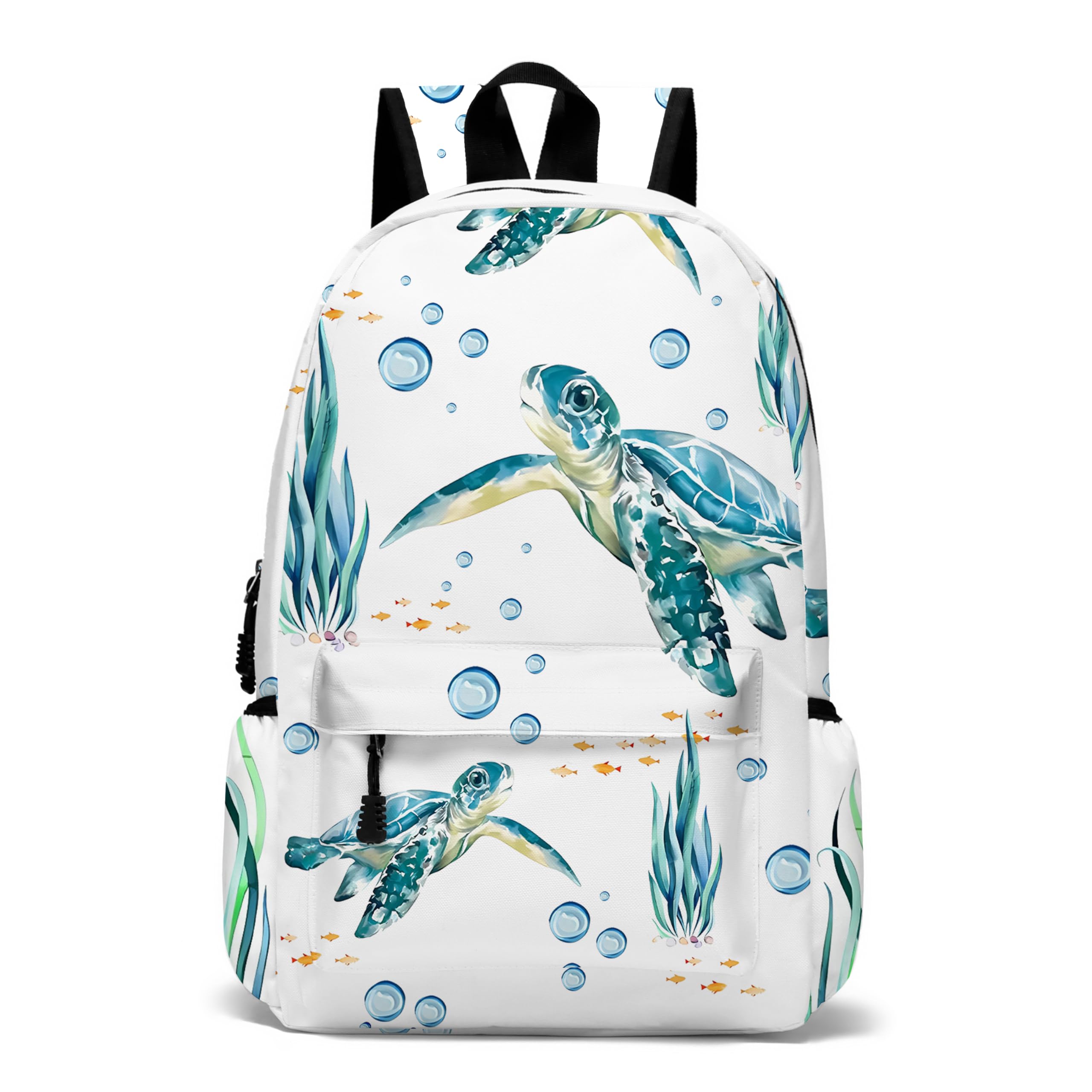 ROVOZAR Funny Sea Turtle School Backpack for Girls Boys Bookbag 17 Inch Sea Turtle Laptop Backpack Turtles Animals