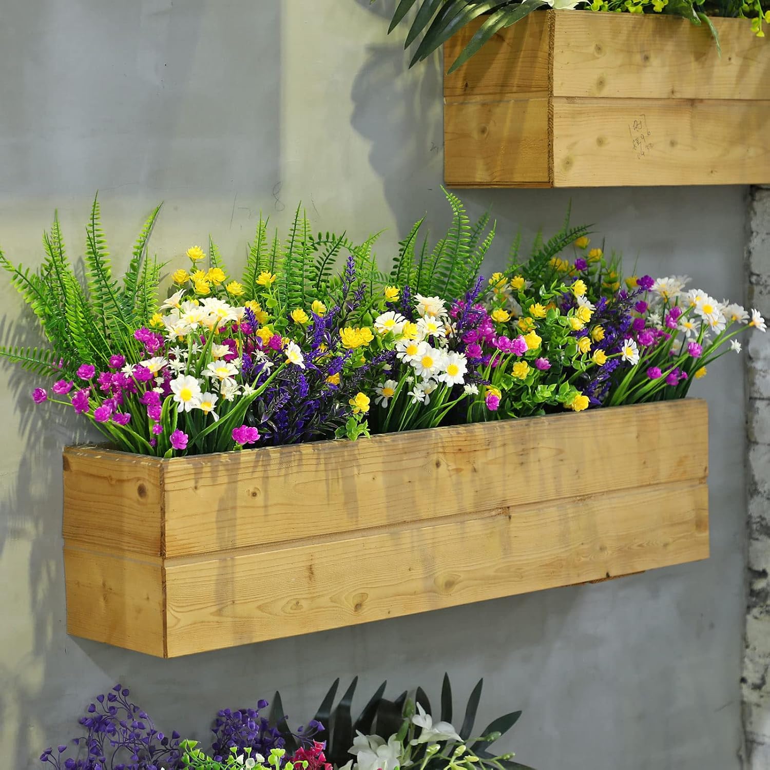 Cindeer 24 Pcs Artificial Flowers Plants for Outdoors, UV Resistant Artificial Fake Plants Plastic Faux Flowers Planters Outdoor Indoor Spring Summer for Decors Wedding (Lively Color)