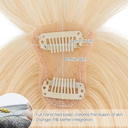 Vista 10 de Clip in Bang - Topper de cabello humano con flequillo de aire Wispy para mujer, extensiones de cabello con flequillo para uso diario, cubierta