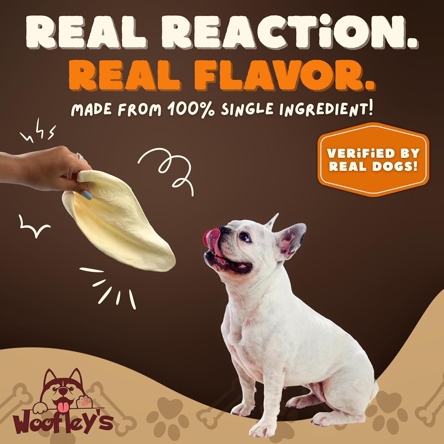 Woofley's White Cow Ears - 100 Count - Best Dog Chews - Beef Buffalo No Hide - Natural Cow Ear