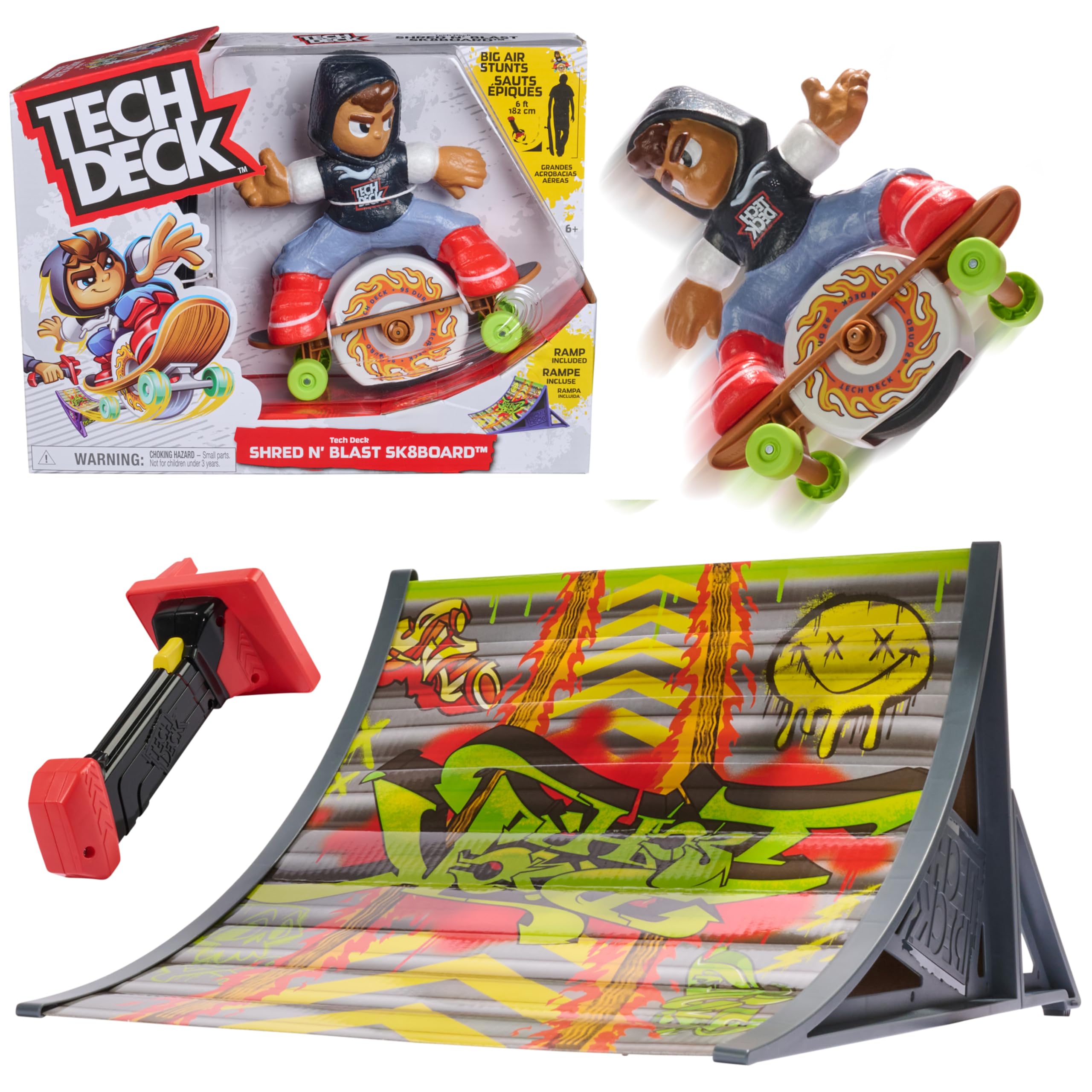 Tech Deck Shred N' Blast Sk8board, Motorized Finger Skateboard Toy