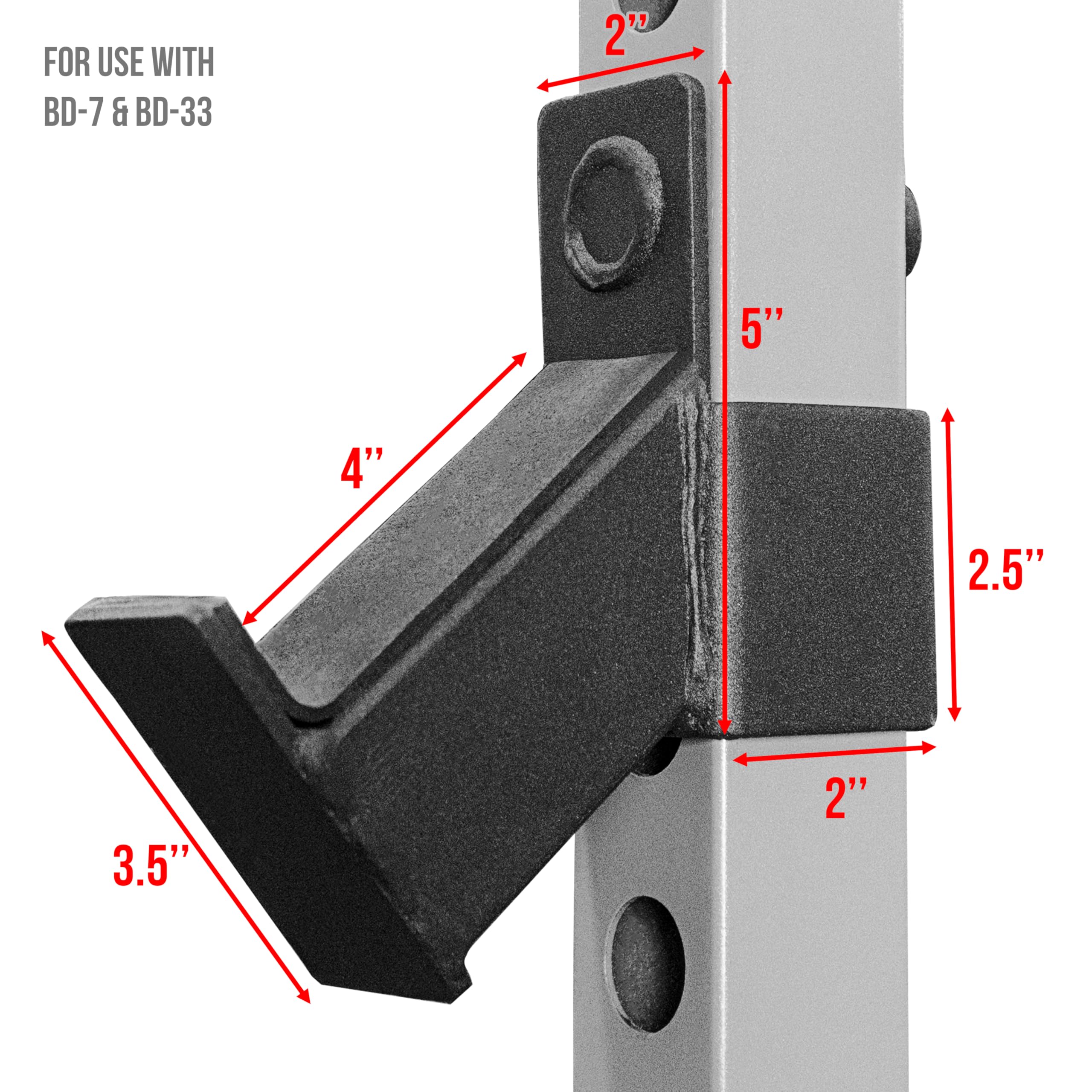 Valor Fitness Safety Bar Extension Accessory Set for 2x2 Inch Frame with 1 Inch Hole - Fits Compatible Valor Power Racks - Home Gym Equipment