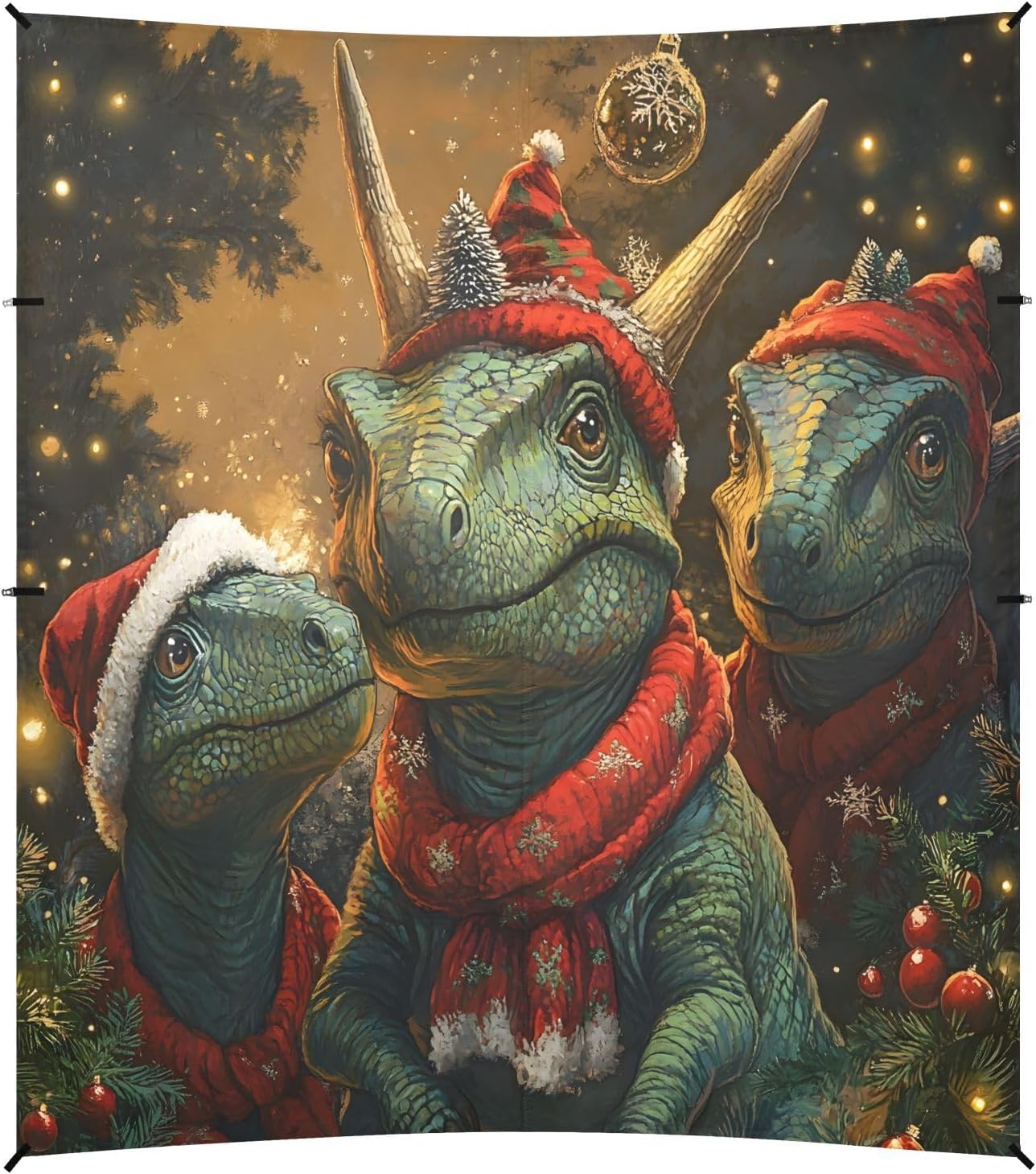 ALAZA Christmas Dinosaurs Beach Tent Sun Shelter UPF50+ Protection Beach Shade Canopy w/ 4 Sandbags for Outdoor Camping, Fishing, Backyard Fun, Picnic, 10x9 ft