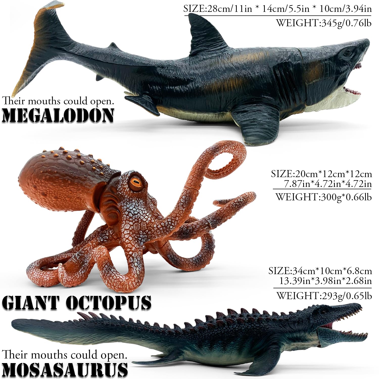 Movable Jaw Ocean Animal Set, 13" Mosasaurus - Image 2
