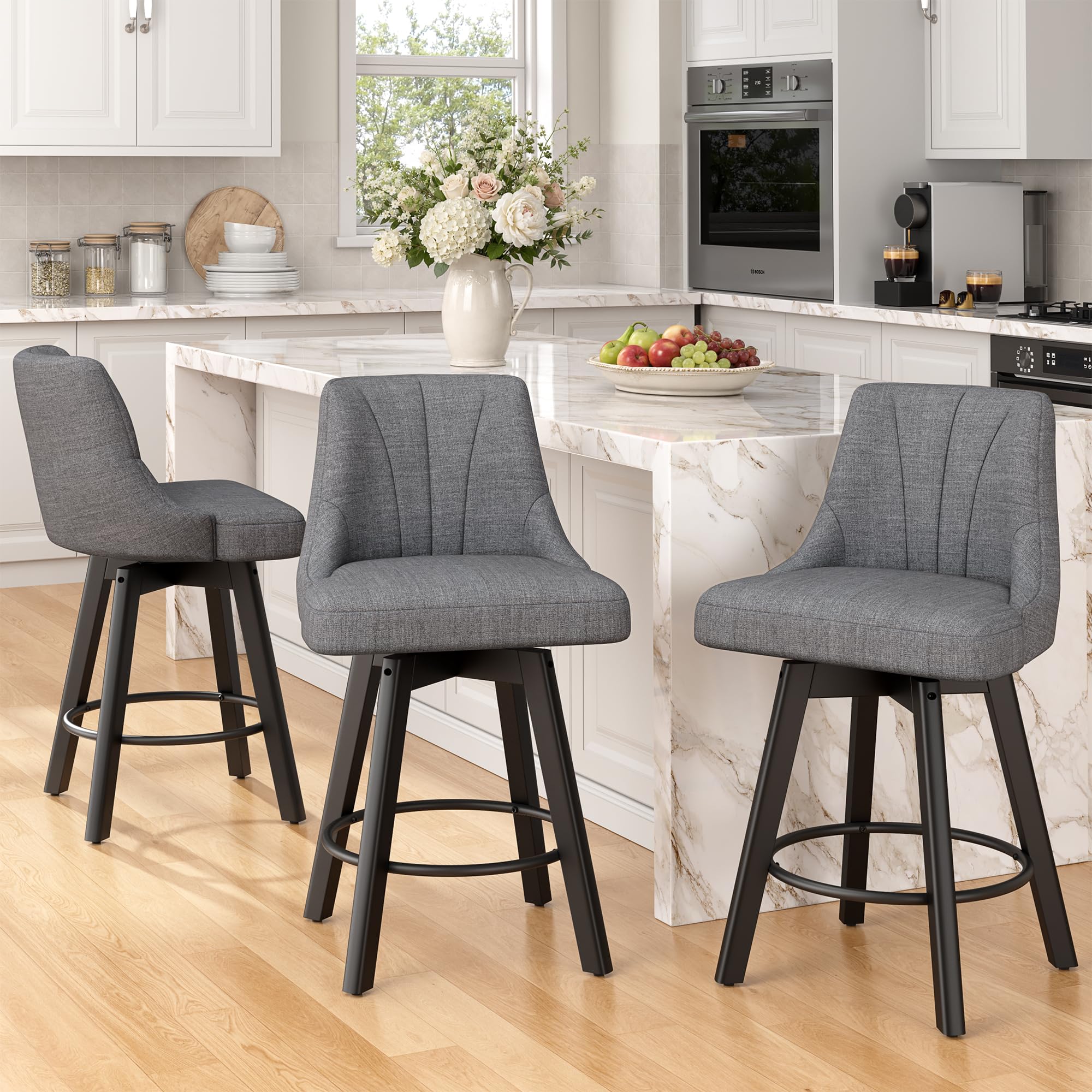 REONEY Counter Height Swivel Bar Stools
