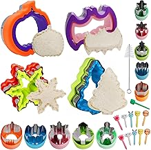 Sandwich Cutter and Sealer Set, Sandwich Cutter for Kids, Uncrustable Maker Lunch Bento Box Accessories Holiday Cookie Cutters Fruit Vegetable Cutter Shapes for Boys Girls