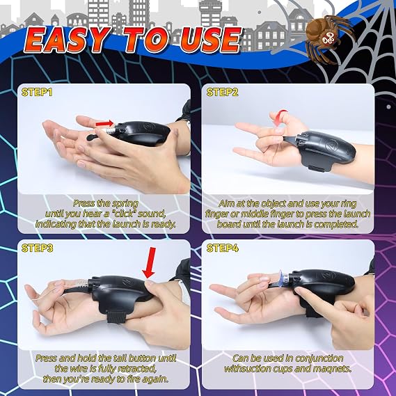 Spider Web Shooter with LED Light - 3.0 Spider Web Launcher Toy, Cool Gadget Web Blaster for Superhero Role Play