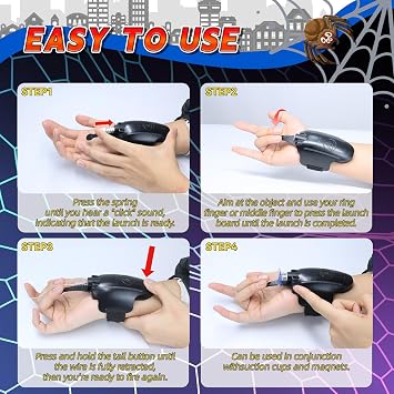 Spider Web Shooter with LED Light - 3.0 Spider Web Launcher Toy, Cool Gadget Web Blaster for Superhero Role Play