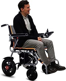 Healhome Lightweight Foldable Electric Wheelchairs for Adults, Durable Portable Power Wheelchair, Intelligent Motorized Seniors - Up to 9 Miles Range Easy Use Ships from USA Black 66 pounds