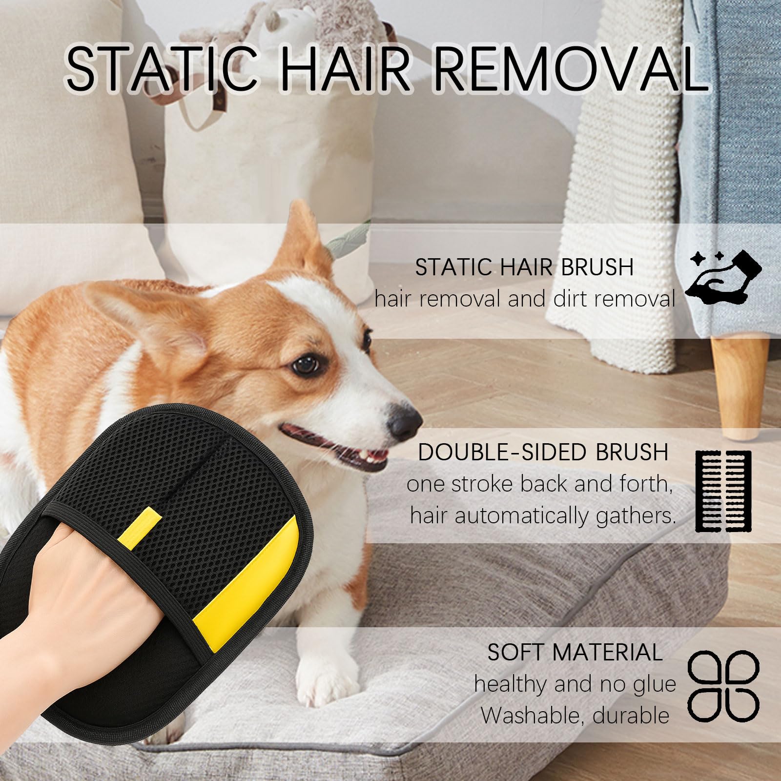 SSKHE 2 Pack Pet Hair Removal Gloves, Cat Grooming Glove, 7.08 x 9.44INCH Pet Grooming Kit for Dogs Cats - Image 3
