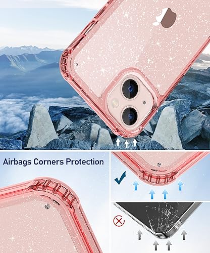 Miniatura 4 de MIODIK Funda compatible con iPhone 13, con protector de pantalla + protector de lente de cámara, funda protectora transparente con purpurina a Negro