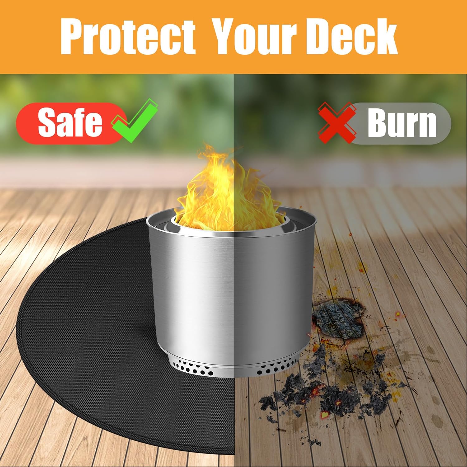 Round Fire Pit Mat Compatible with Solo Stove Accessories, Grill Mats for Outdoor Grill Compatible with Solo Stove Ranger, Bonfire,Yukon, 3-Layer BBQ Matt to Protect Your Deck & Patio, 58.5in