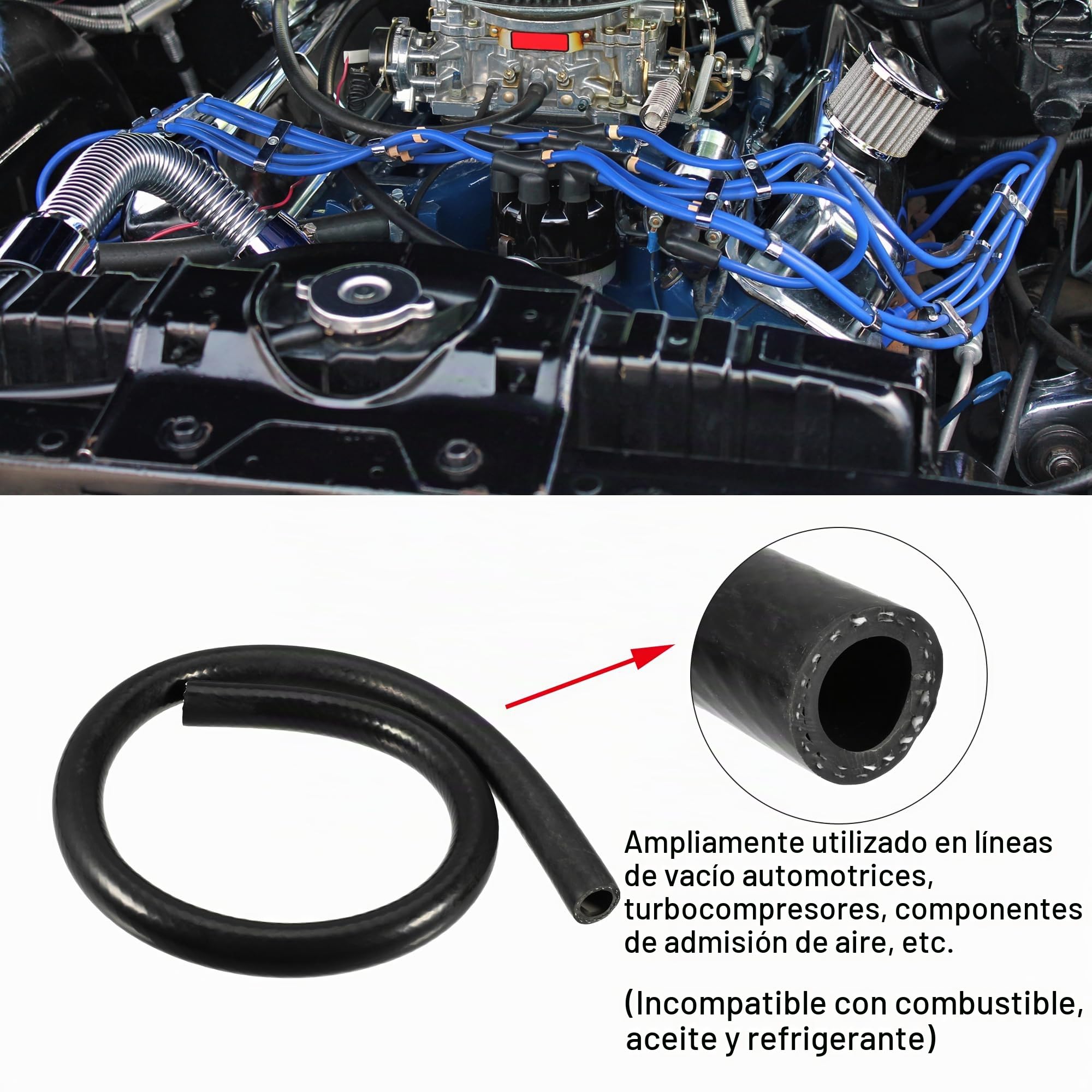 QUARKZMAN Tubo De Vacío De Silicona Negro 18Mm 1Pc Para Coche | Diámetro Interior 18Mm,Diámetro Exterior 26Mm,Longitud 1M,Para Benz,Para Audi,Para Toyota,Para Nissan,Para Mazda