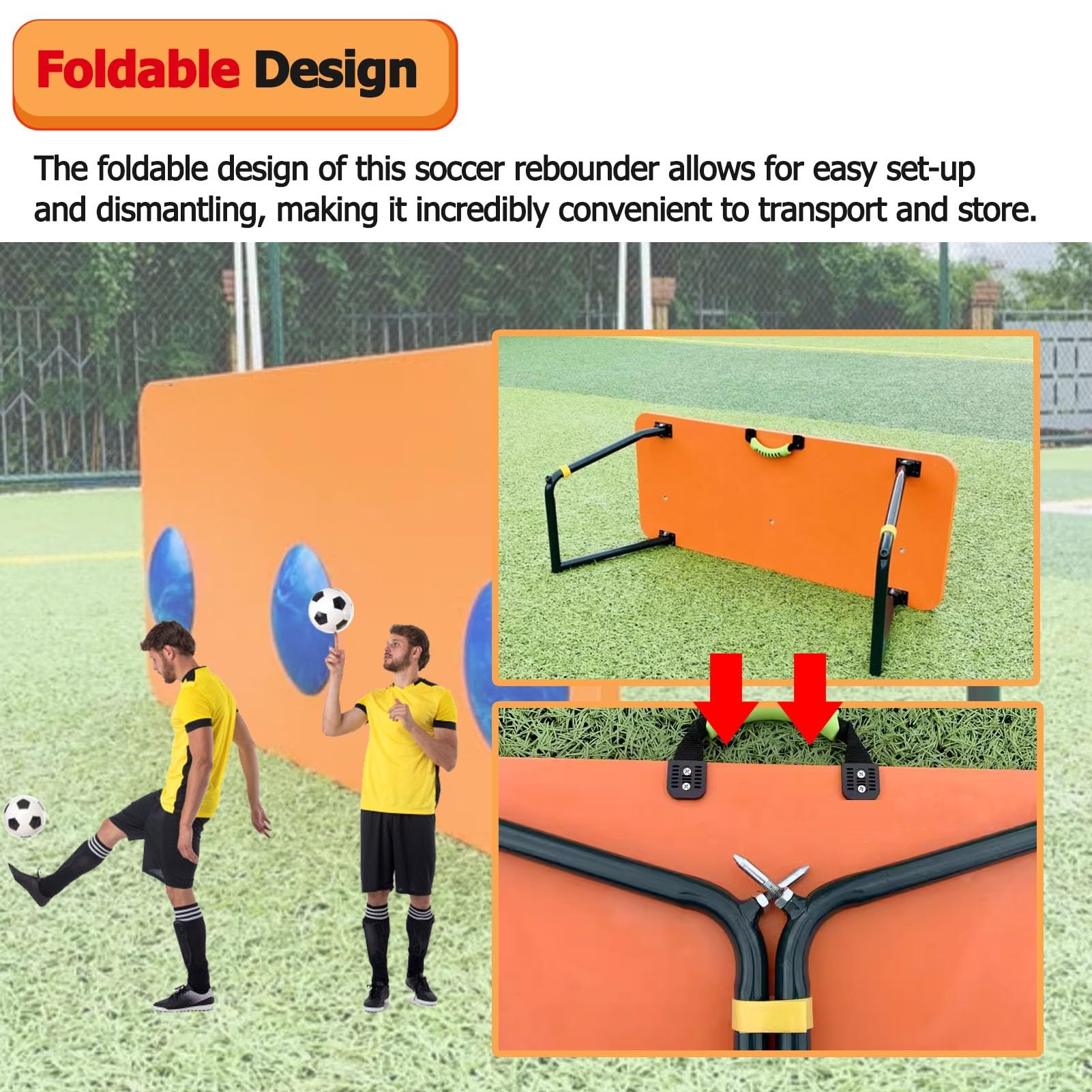 Tabellone rimbalzante portatile per calcio, grande muro di allenamento per il ritorno sportivo del calcio pieghevole, attrezzatura per l'allenamento del calcio resistente per il controllo e la prat