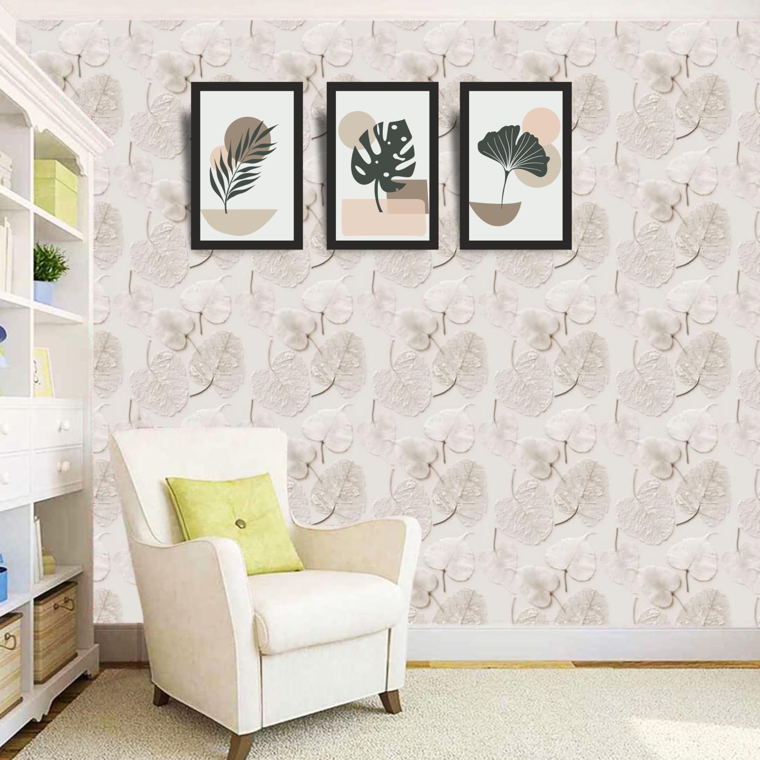 Modern Leaf Silhouette Wall Art Set of 3