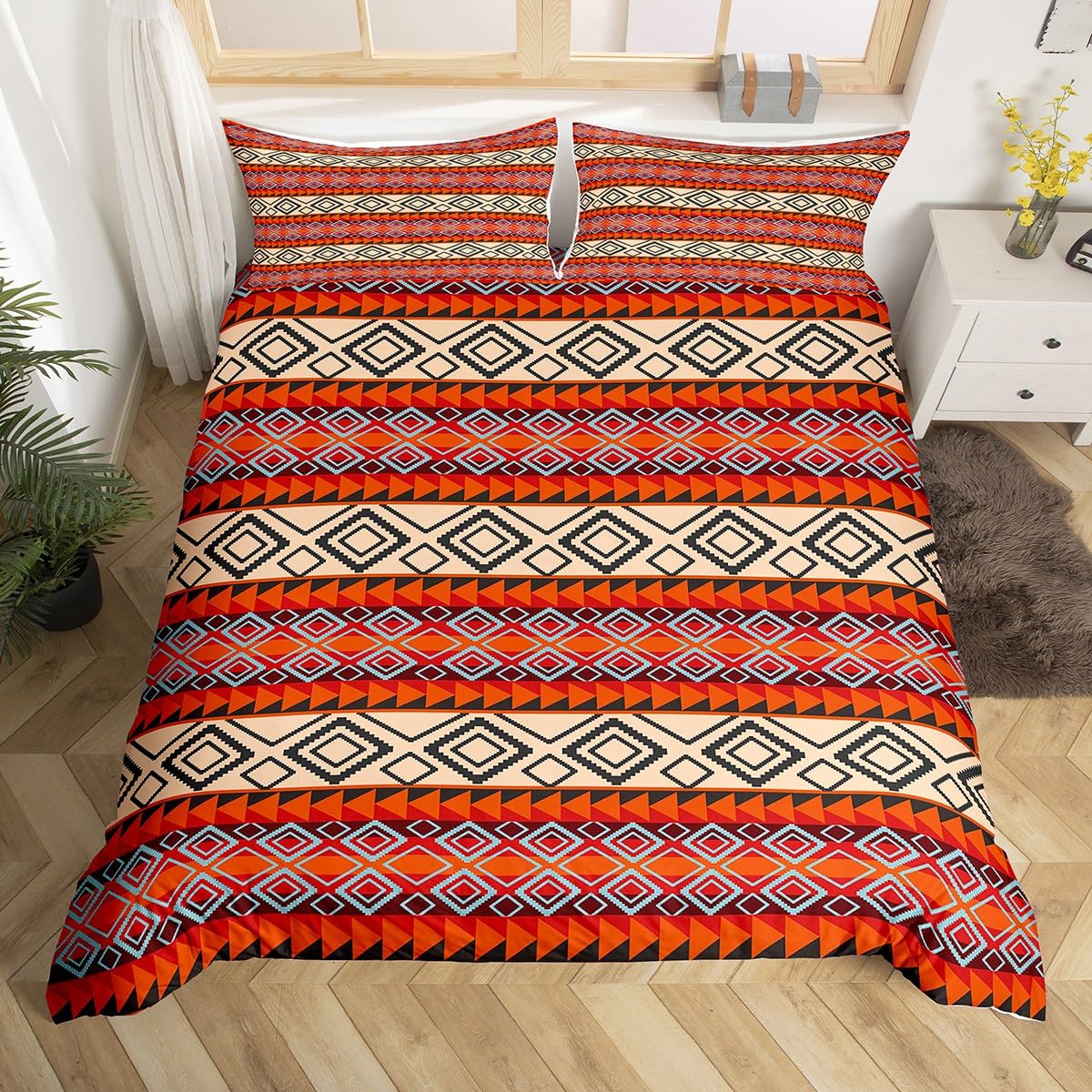 Housse de couette amérindien en diamant géométrique chic