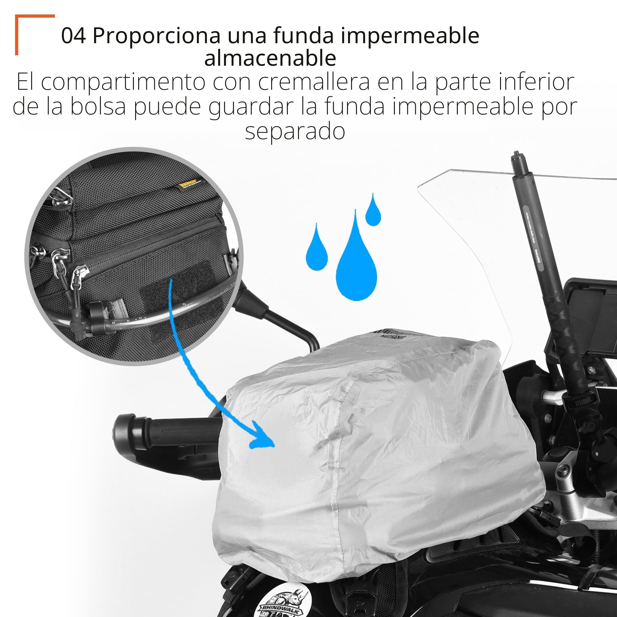 Rhinowalk Bolsa para tanque de motocicleta, mochila para motocicleta con sistema MOLLE de 1,5 l, compatible con Honda, Yamaha, Suzuki, Kawasaki, Harley, negra