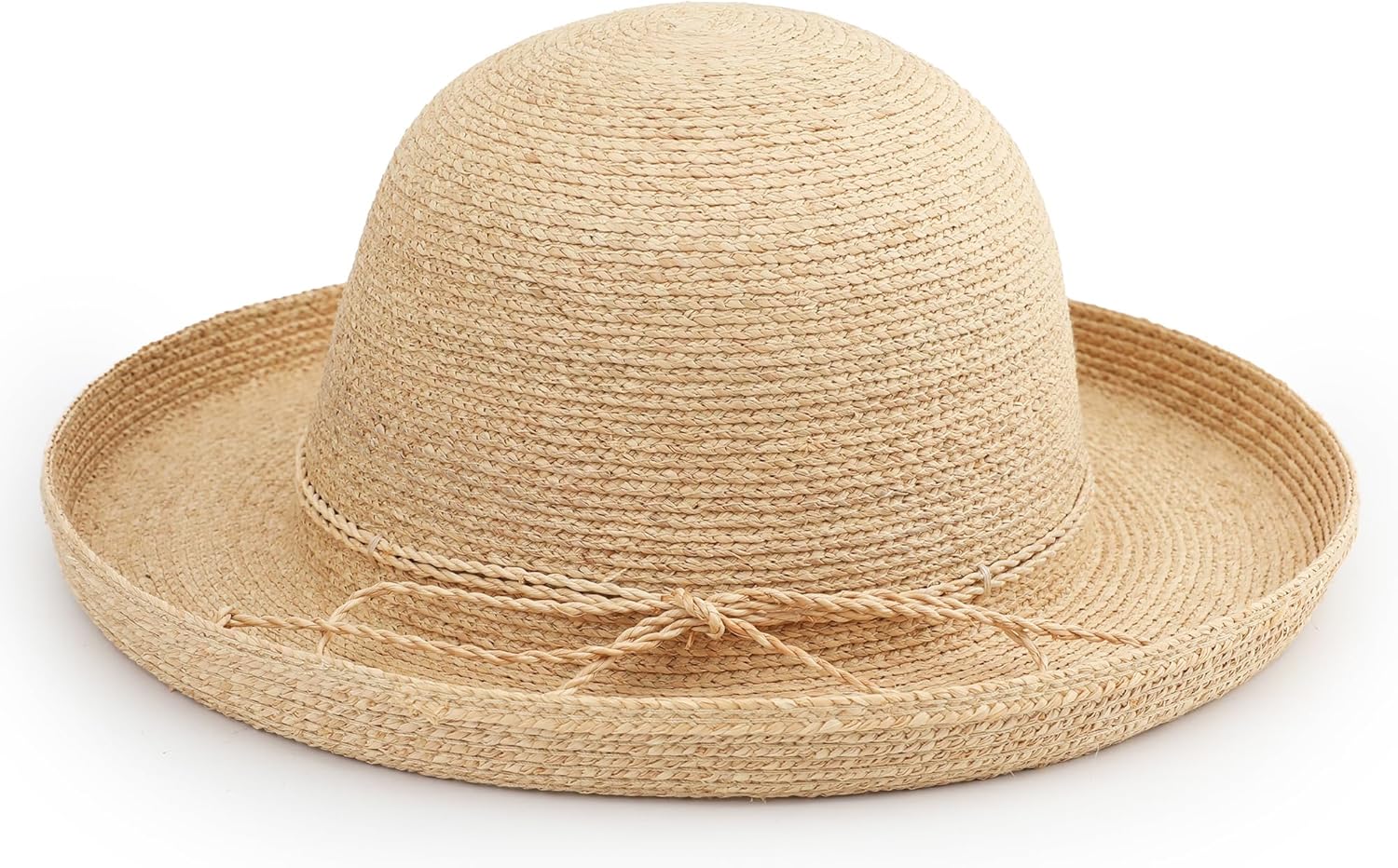 Raffia Straw Bucket Hat for Women, Packable Summer Beach Sun Hat,