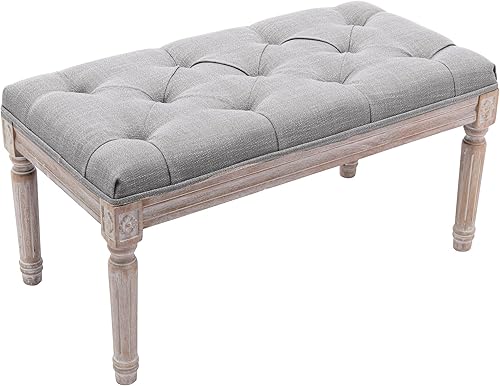 Miniatura 9 de chairus Banco otomano tapizado con tela C- Banco de entrada; Beige,C- Banco de entrada; Gris,D- Taburete pequeño; Beige,B- Banco de comedor;