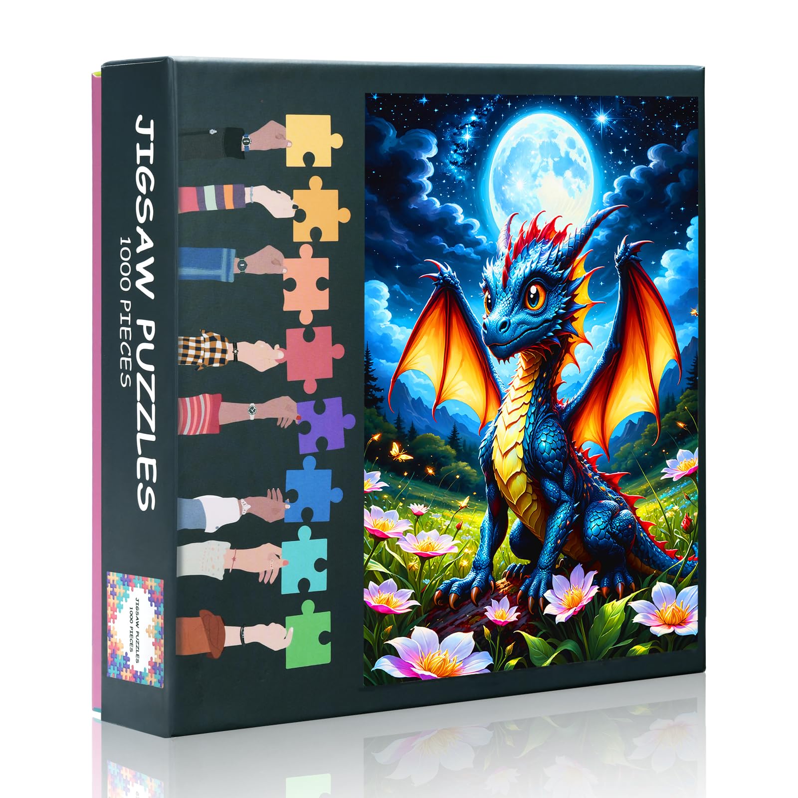 Dragon Jigsaw Puzzles 1000 Pieces for Adults Dragon Cubs is Under the Full Moon Fun Jigsaw Puzzle Challenge Impossible Puzzle for Adults Kit
