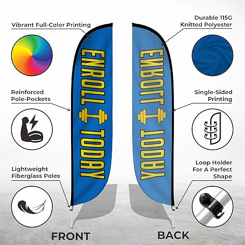 Miniatura 2 de LookOurWay - Bandera de plumas de 12 pies de alto, diseño de bandera de plumas con postes y pico para el suelo
