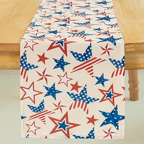 Patriotic Freedom Stars Table Runner - 4th of July Table Decor