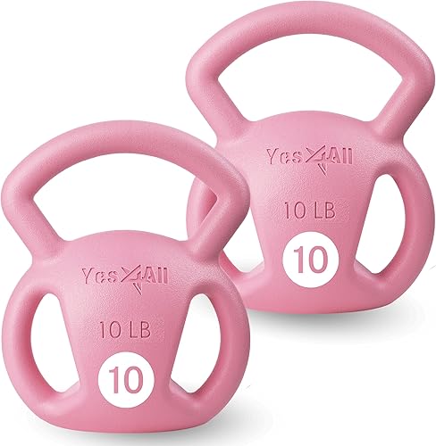 Miniatura 10 de Yes4All Kettlebell, Strength Training Kettlebells for Women, Wide Multi-grip Textured Handle for Home Gym Exercises & Full Body Workout, Single 5–25