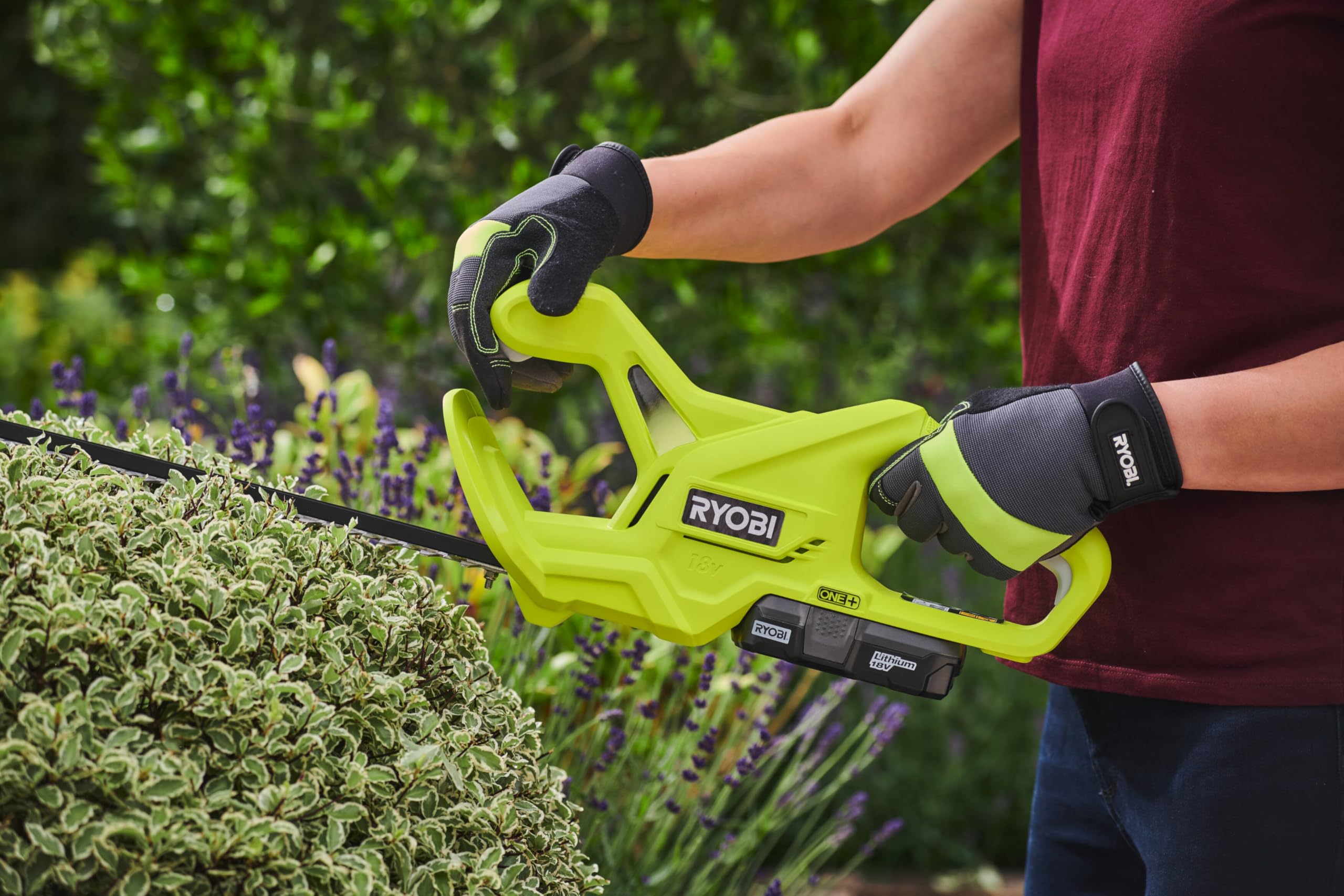 Ryobi Tagliasiepi a Batteria 18V 40 cm, Capacità di Taglio 16 mm, Lame Affilate al Diamante, Leggero e Compatto, con Batteria 2.0 Ah e Caricabatterie, RY18HT40A-120P