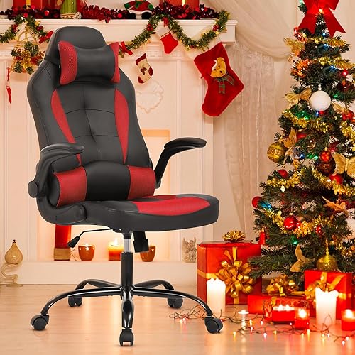 Miniatura 8 de Silla de juegos con respaldo alto, silla de oficina ergonómica, silla de carreras de PC con brazos abatibles, silla de computadora de piel