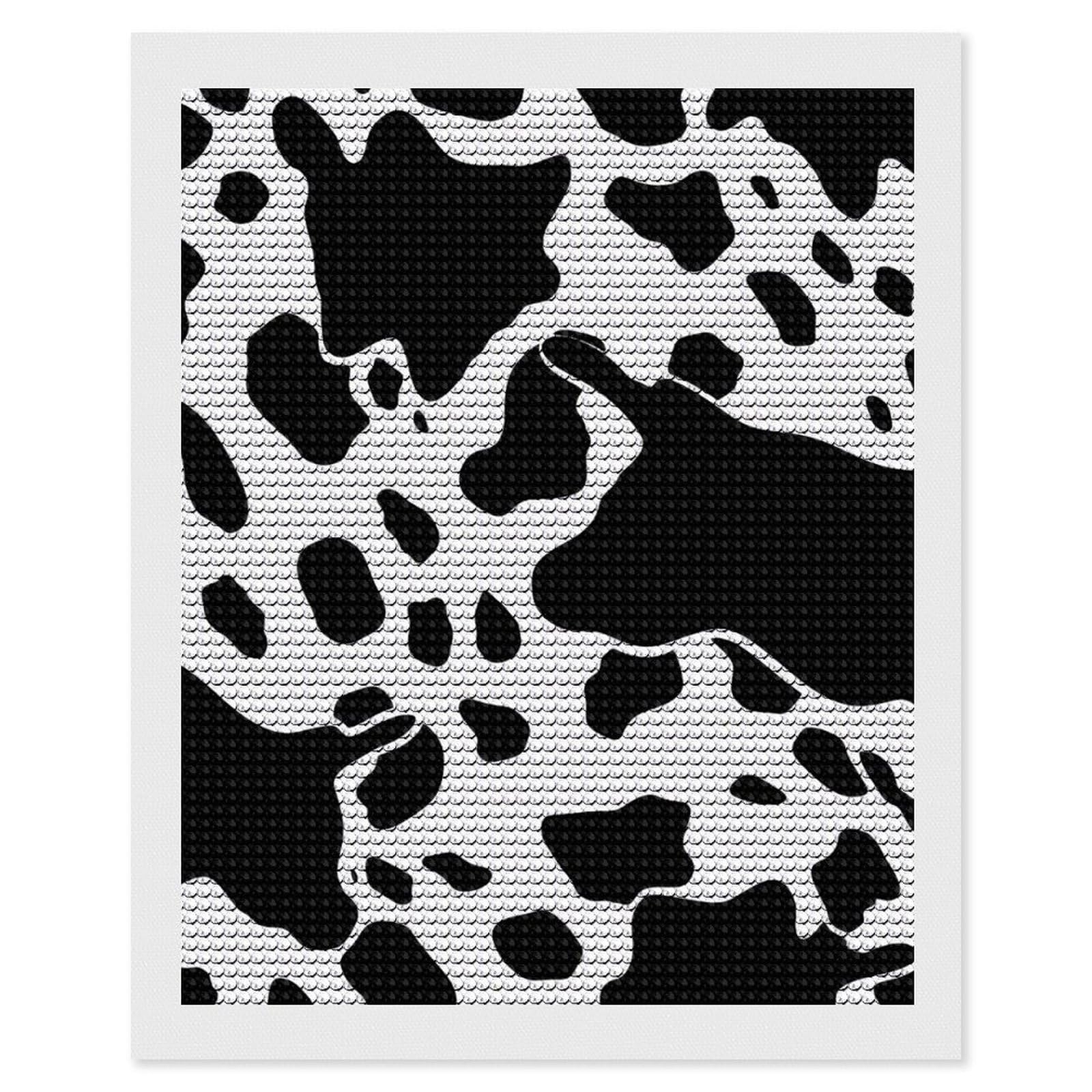 DWVTSLH Black and White Cow Print Diamond Painting Kits for Adults, Personalized Diamond Photo Art Full Drill, DIY 5D Diamond Art Painting Kits for Beginners, Home Wall Decor 16"x20"