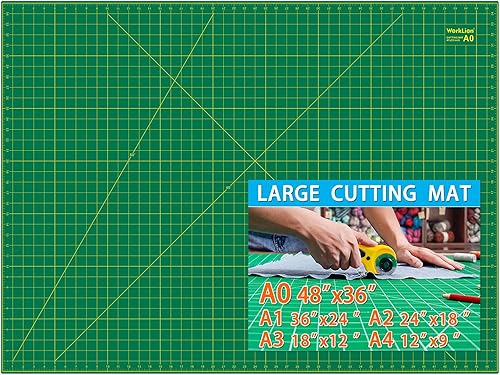 Miniatura 1 de worklion Alfombrilla de corte autorreparable de 36 x 48 pulgadas para costura, corte de tela, corte giratorio, antideslizante de 5 capas como parte