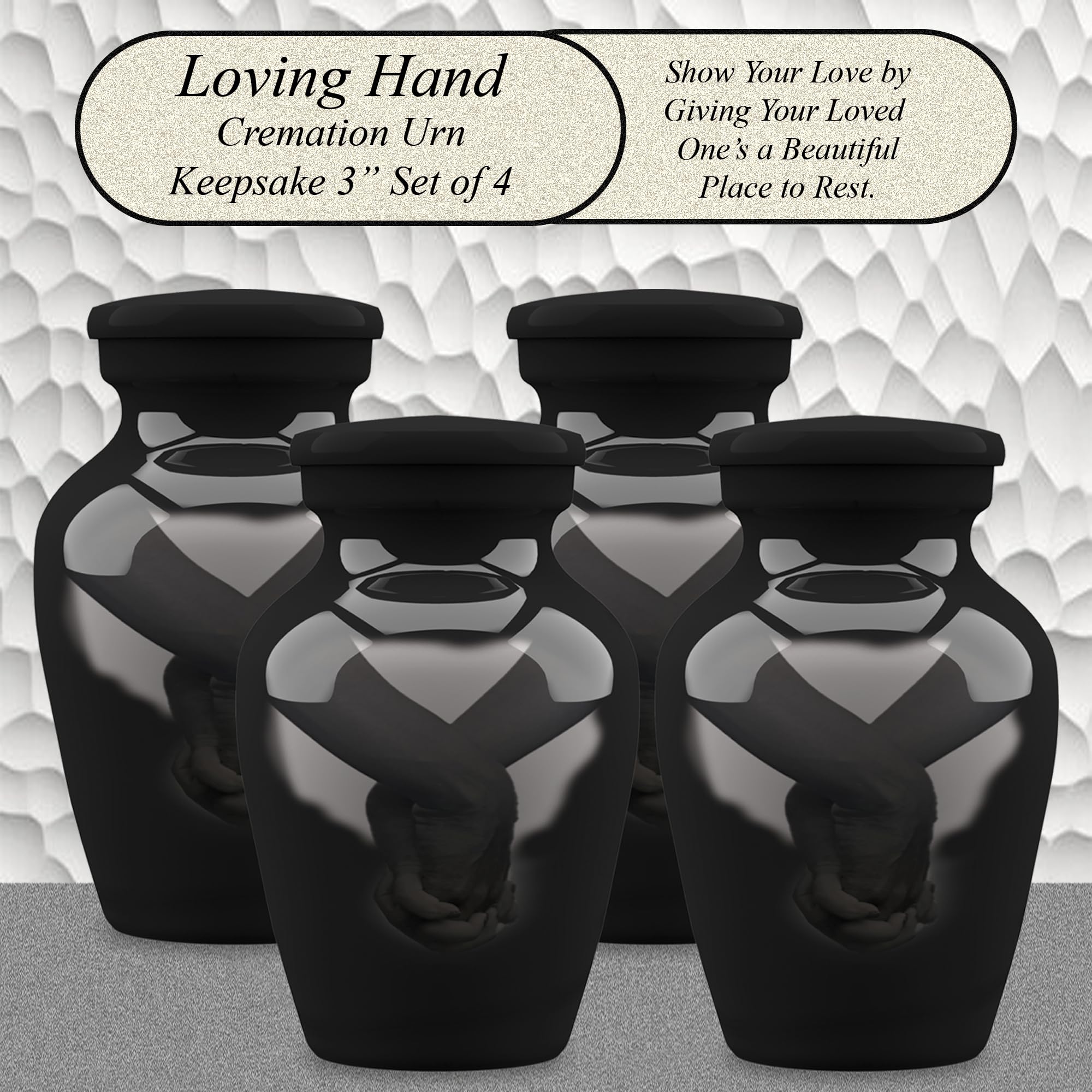 Forever URNS - Urna de recuerdo pequeña – Loving Hands Cantidad 4 – Urna de recuerdo para cenizas humanas con 1 caja de terciopelo, mini urna de recuerdo, urna de recuerdo asequible