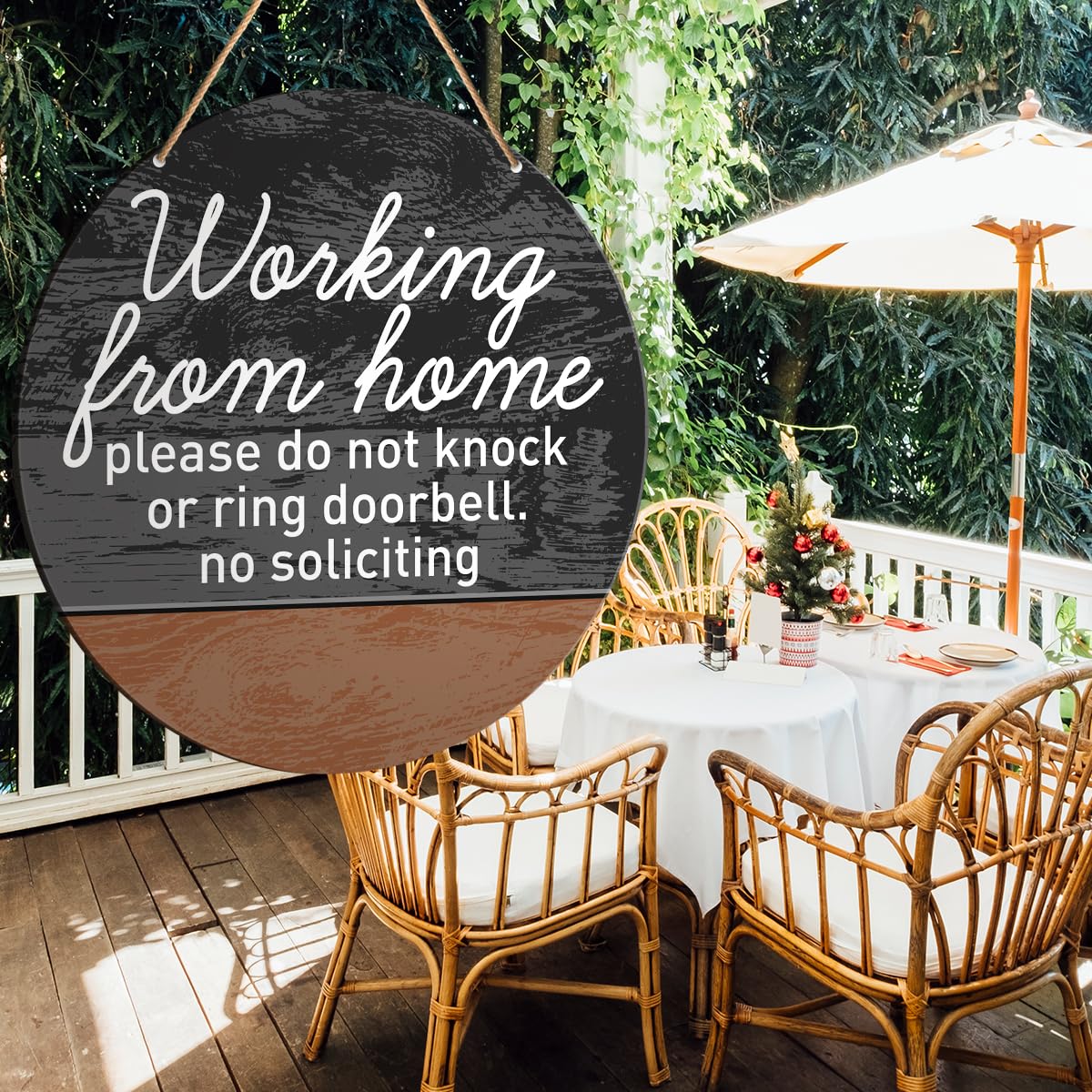 Geroclonup Cartello in legno con scritta in inglese Working from Home Do Not Knock or Ring Bell Leave Packages at Door No Soliciting per porta d' ingresso, 15 x 28 cm, in legno