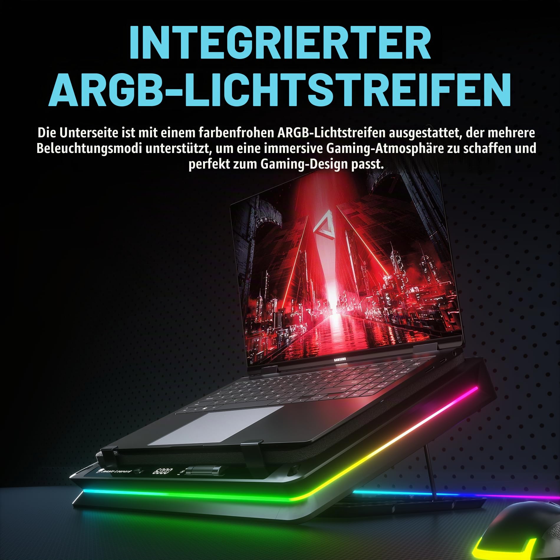 TZMRIT D16 Laptop Kühlpadd, für 13-18.6in Laptop, verstellbare Geschwindigkeit, USB-A/Typ-C 1.2M 9V3A