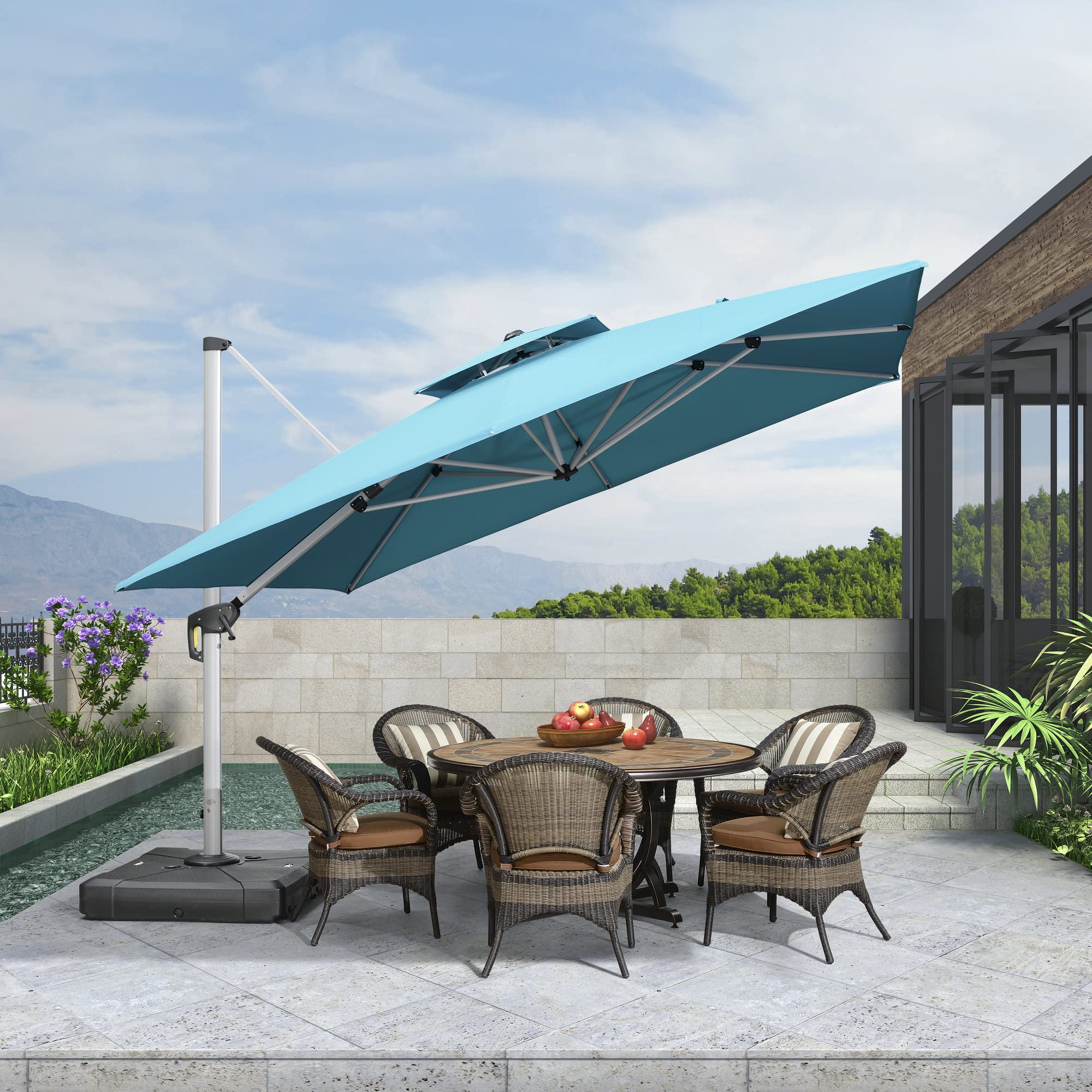 PURPLE LEAF 11 Feet Double Top Deluxe Square Outside Umbrella for Patio