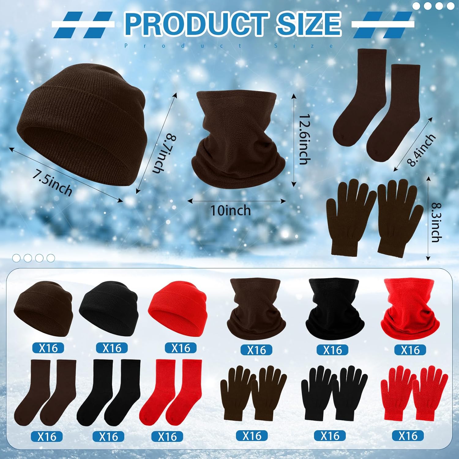 Hillban Bulk Homeless Gloves Beanies Hats Neck Warmers Socks Set Winter Donation Charity Care Bundle Pack for Men - Image 2