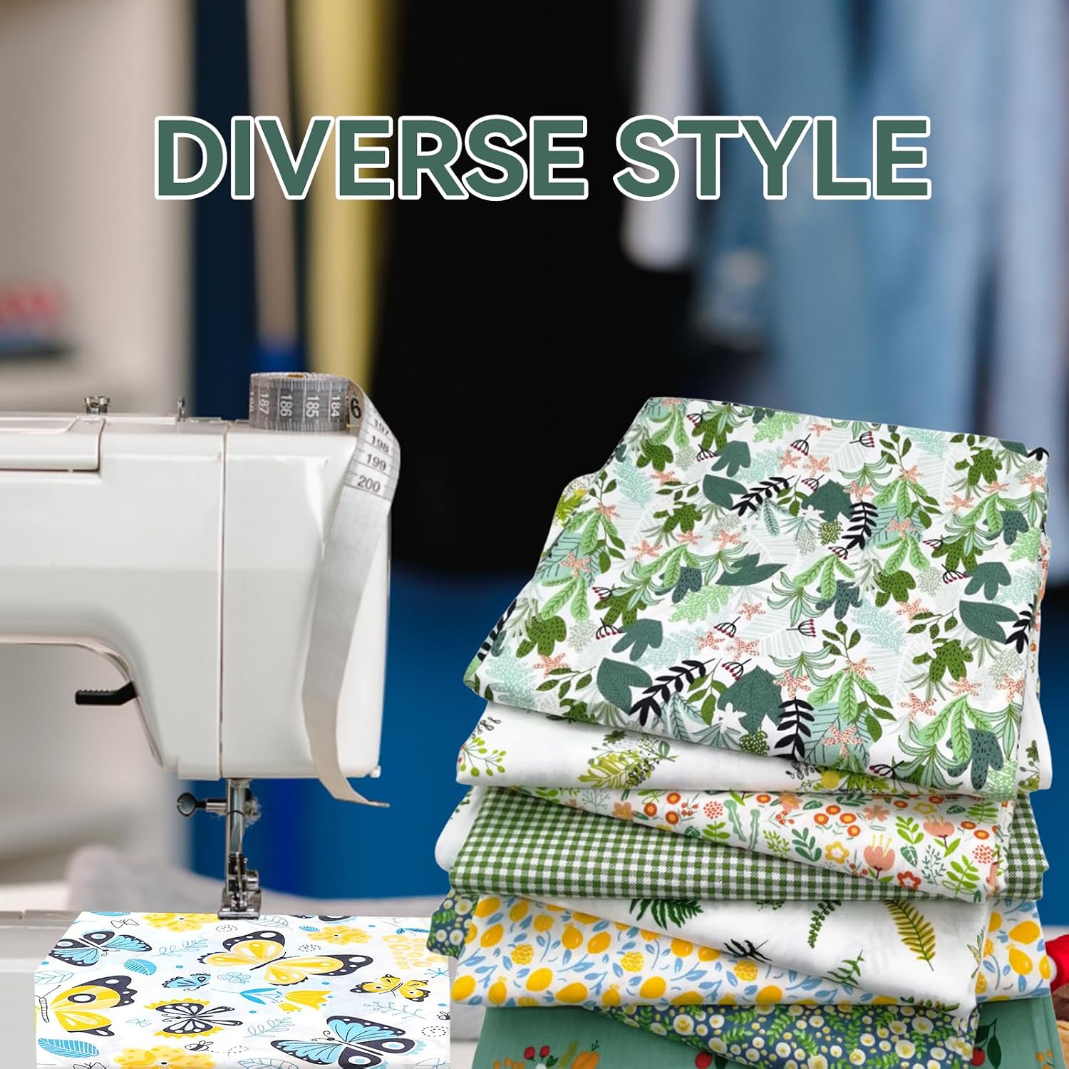 8Pcs 20 x 20 Inch Cotton Fabric Bundle Square Quilting Patchwork Precut Floral Printed Fat Quarters Fabrics for Quilting Sewing DIY Crafts (Green)