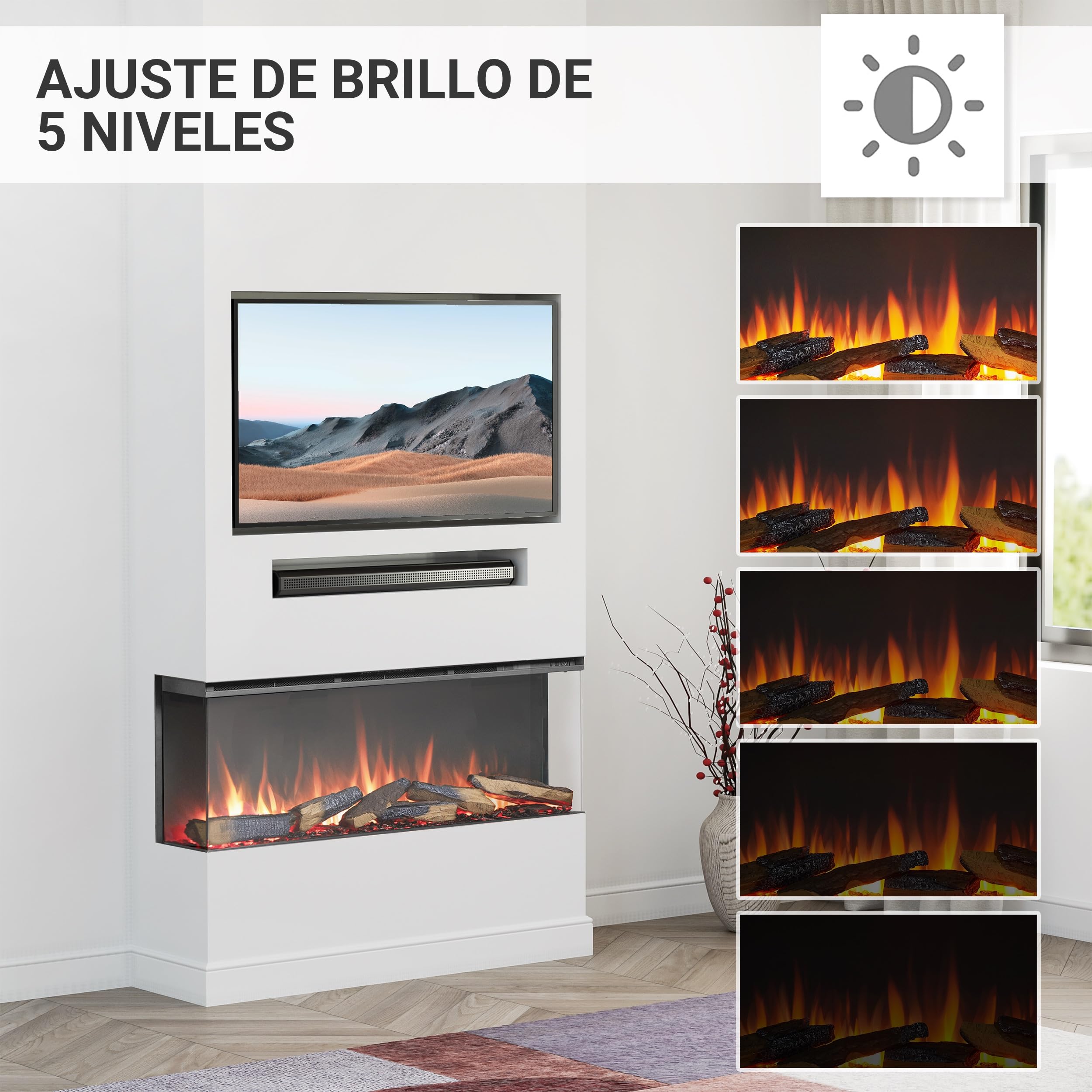 BALDERIA Athena 44 - Chimenea electrica empotrable, Calefactor bajo Consumo 1500W