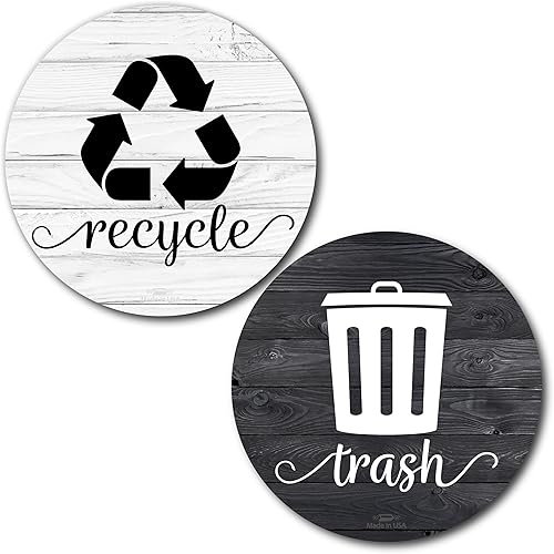 Miniatura 1 de Imanes rústicos de reciclaje de basura para basura de cocina y papelera de reciclaje, imán de símbolo de logotipo de bote de basura de granja, imán