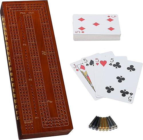 Miniatura 10 de WE Games Juego de cuna de madera para 3 jugadores, clavijas de fácil agarre y 2 barajas de cartas dentro de la tabla, madera natural Natural,Black