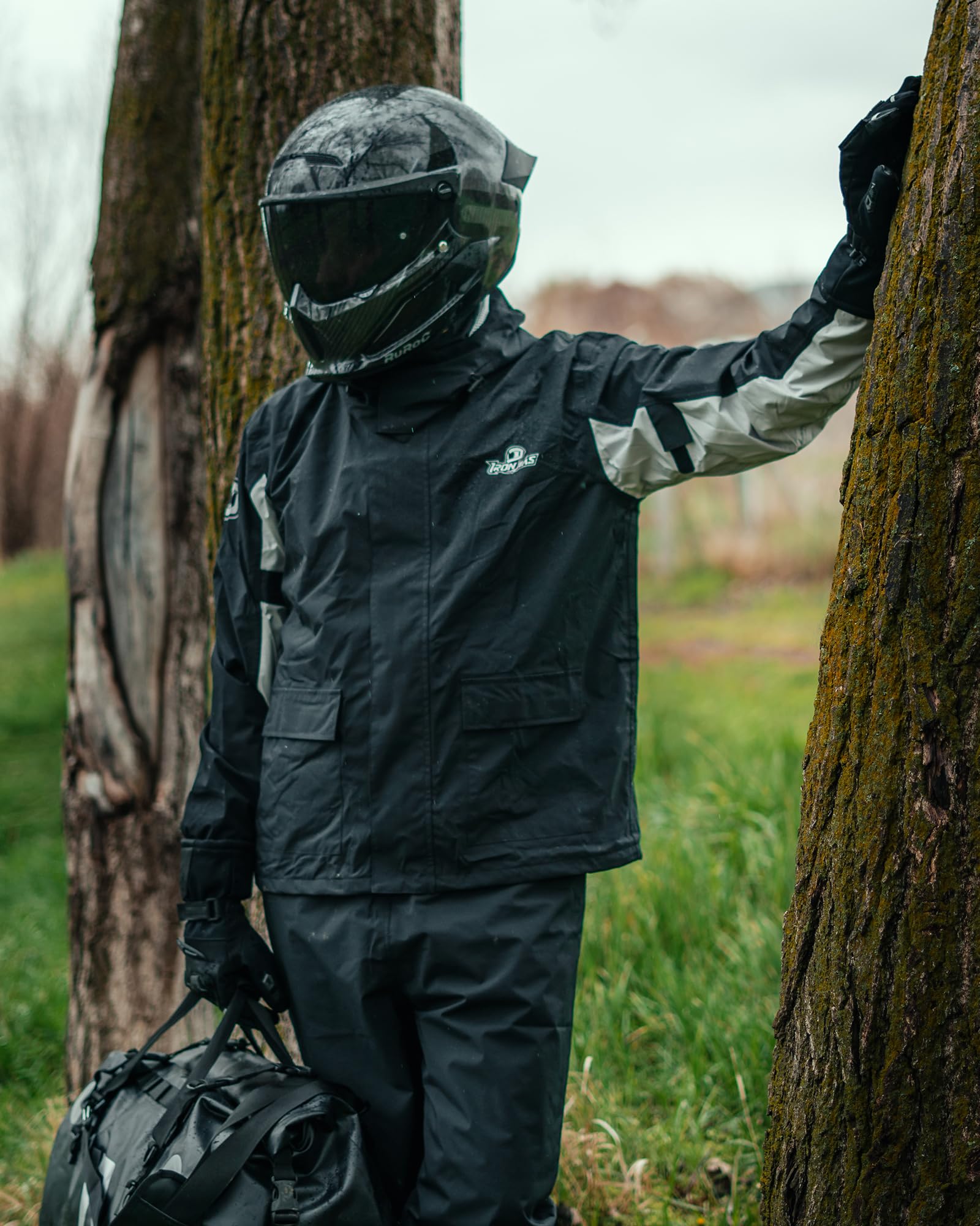 IRON JIA'S tuta impermeabile da moto da uomo, giacca impermeabile da moto da uomo, utilizzando il tessuto di protezione ambientale GRS, leggero impermeabile antivento traspirante, moto, ciclismo