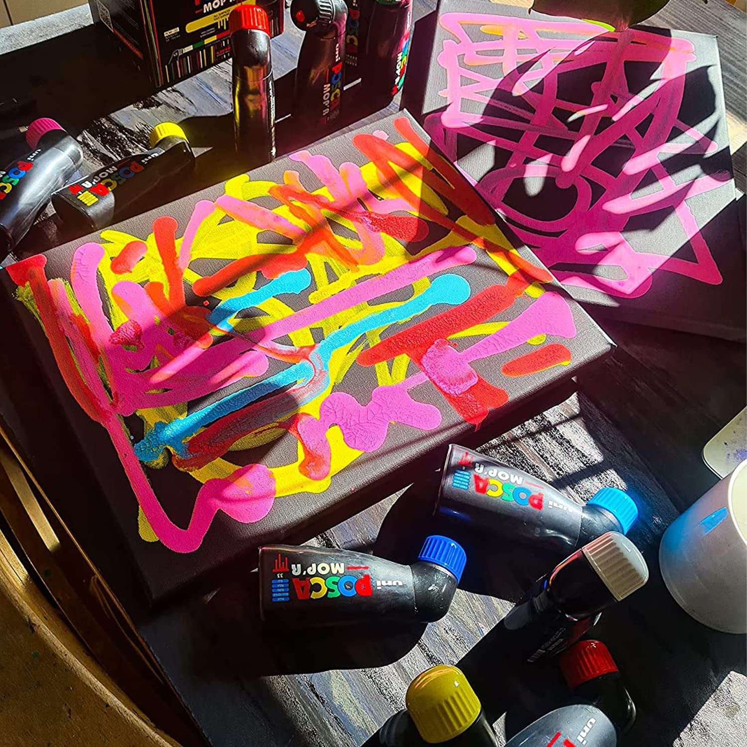 Posca Farbmarker, breite Spitze, MOP'R, PC-17K, PC-8K, Schwarz und Weiß, 6 Stück